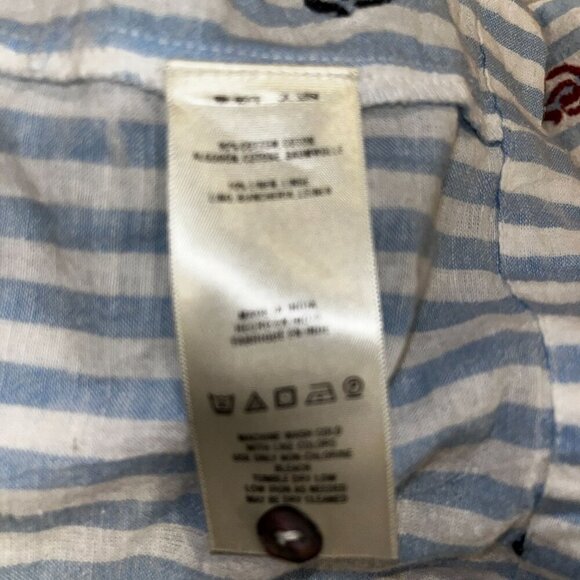 Anthropologie Akemi + Kin Striped Button-Up Blouse With Embroidered Floral Patte - Picture 9 of 9